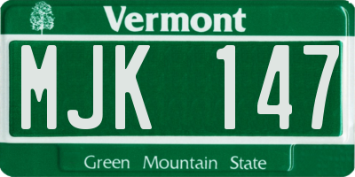 VT license plate MJK147