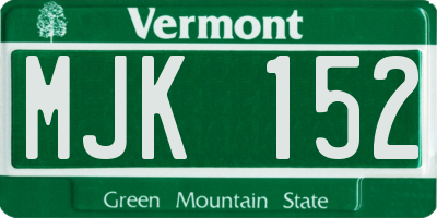 VT license plate MJK152