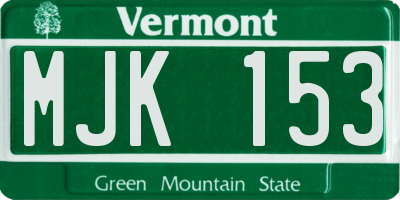VT license plate MJK153