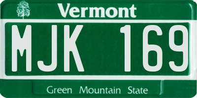 VT license plate MJK169