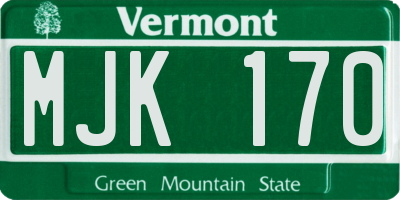 VT license plate MJK170