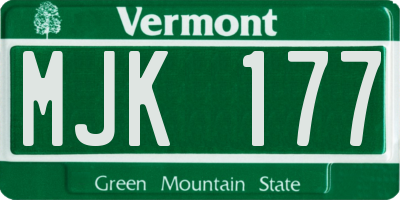 VT license plate MJK177