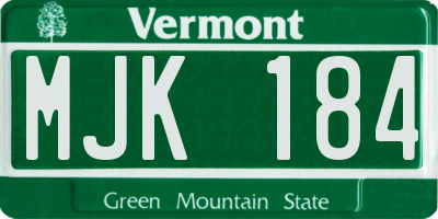 VT license plate MJK184