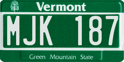 VT license plate MJK187