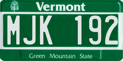 VT license plate MJK192