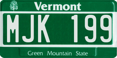 VT license plate MJK199