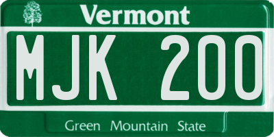 VT license plate MJK200