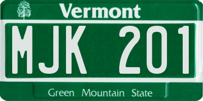 VT license plate MJK201