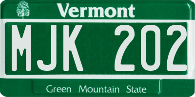 VT license plate MJK202