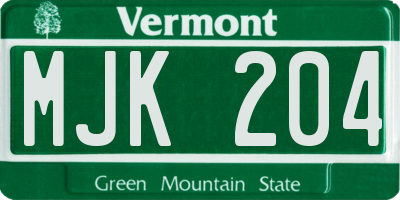VT license plate MJK204