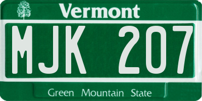 VT license plate MJK207