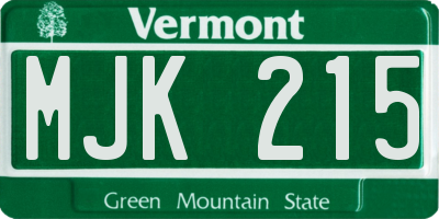 VT license plate MJK215