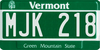VT license plate MJK218
