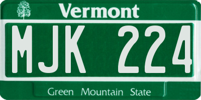 VT license plate MJK224