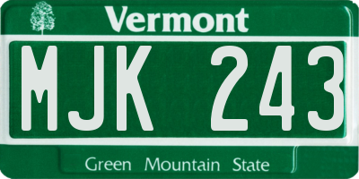 VT license plate MJK243
