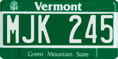 VT license plate MJK245
