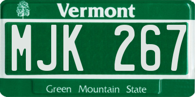 VT license plate MJK267