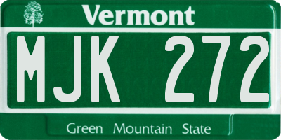 VT license plate MJK272