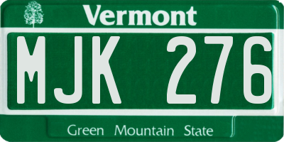 VT license plate MJK276