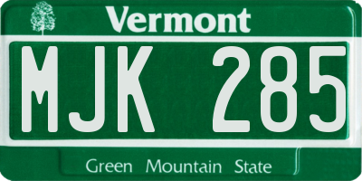 VT license plate MJK285