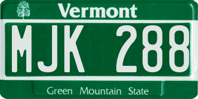 VT license plate MJK288
