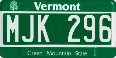 VT license plate MJK296