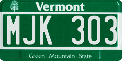 VT license plate MJK303