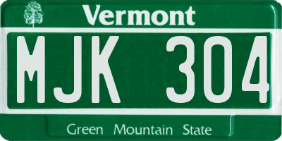 VT license plate MJK304
