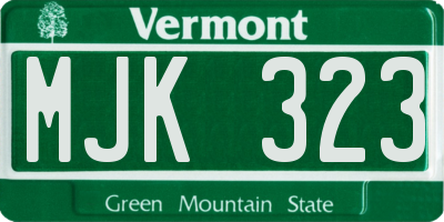 VT license plate MJK323