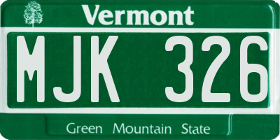 VT license plate MJK326