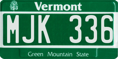 VT license plate MJK336