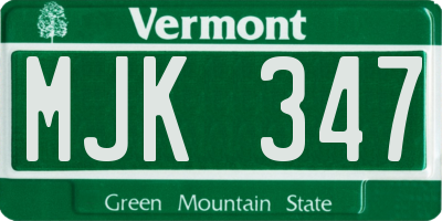 VT license plate MJK347