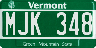 VT license plate MJK348