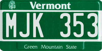 VT license plate MJK353