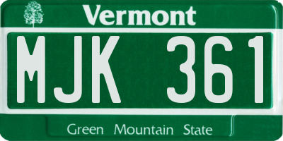 VT license plate MJK361