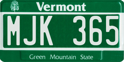 VT license plate MJK365