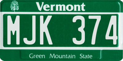 VT license plate MJK374