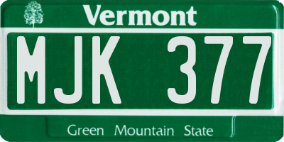 VT license plate MJK377