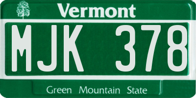 VT license plate MJK378