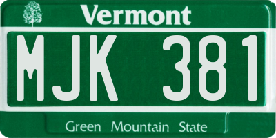 VT license plate MJK381
