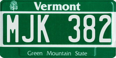 VT license plate MJK382