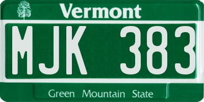 VT license plate MJK383