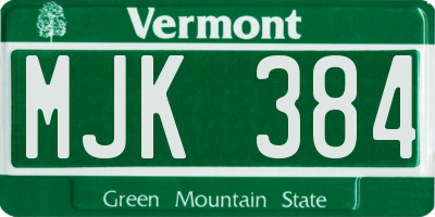 VT license plate MJK384