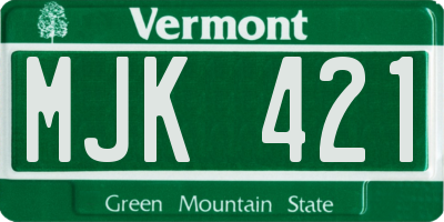 VT license plate MJK421