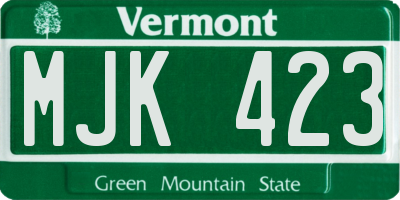 VT license plate MJK423