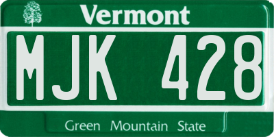 VT license plate MJK428
