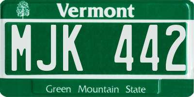 VT license plate MJK442