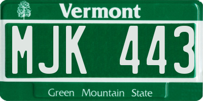 VT license plate MJK443