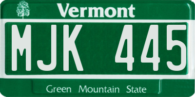 VT license plate MJK445