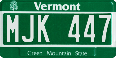 VT license plate MJK447